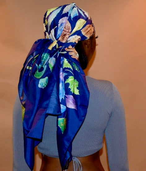 Maison du Silks Jeany-Charmeuse Mulberry Silk Women's Head Wrap-body scarf-turban-tichel-head covering-square Scarf- Silk sleepbonnet- Nightcap- sleepcap-hairscarf