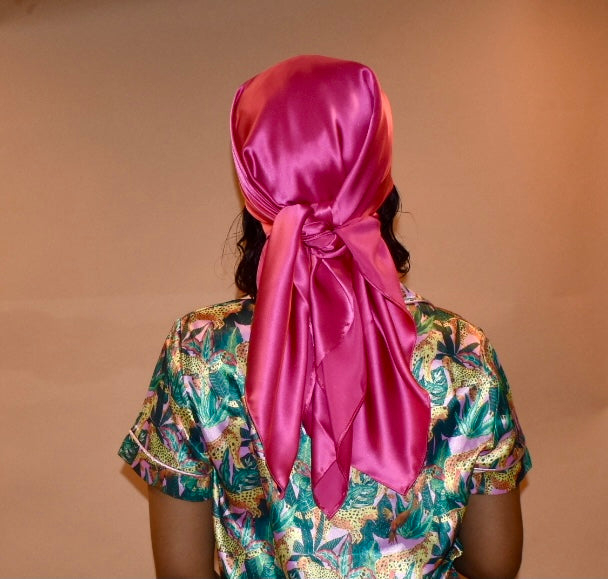 Pink Silk Hair Scarf Cerise Pink Silk Sleep Scarf-silk Hair Wraps