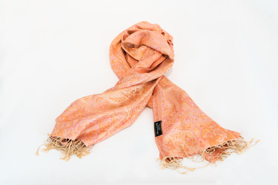 WOMEN'S MULBERRY ORANGE LARGE PAISLEY PRINT SCARF